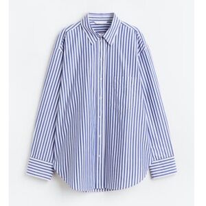 H&M Women’s Oversized Striped Cotton Poplin Shirt